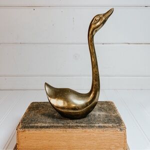 Vintage Brass Swan Goose Bird Figurine | MCM